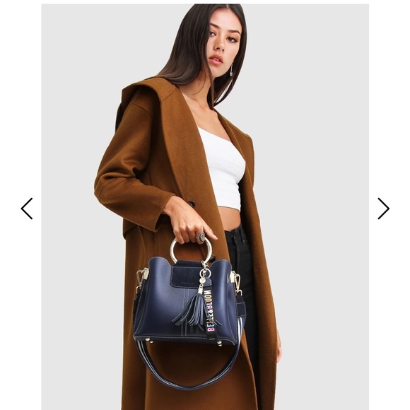 Belle & Bloom Walk This Way Wool Blend Oversized Coat- Dark Camel - Picture 1 of 10